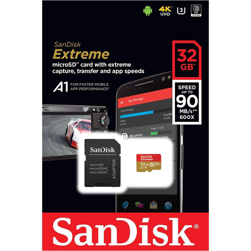 SanDisk 32 GB microSDHC UHS-I U3 Extreme V30 Twin Pack + SD Adapter SDSQXAF-032G-GN6AT