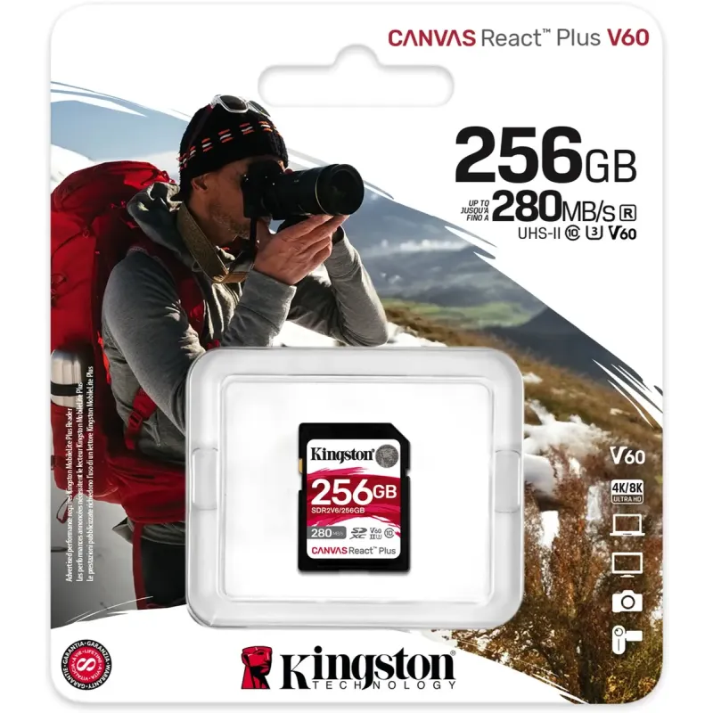 Карта пам'яті Kingston 256 GB SDXC Canvas React Plus UHS-II U3 V60 Class 10 (SDR2V6/256GB)