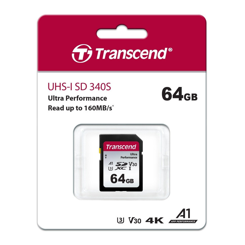 Карта памяти Transcend 64 GB SDXC UHS-I U3 V30 A2 340S TS64GSDC340S