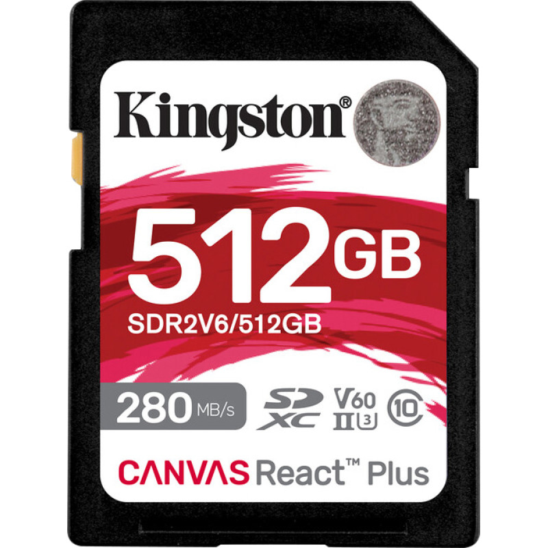 Карта памяти Kingston 512 GB SDXC Canvas React Plus UHS-II U3 V60 Class 10 (SDR2V6/512GB)