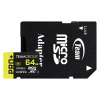Карта памяти TEAM 64 GB MicroSDXC Pro+ UHS-I U3 Class 10 + SD-адаптер (TPPMSDX64GIA2V3003)