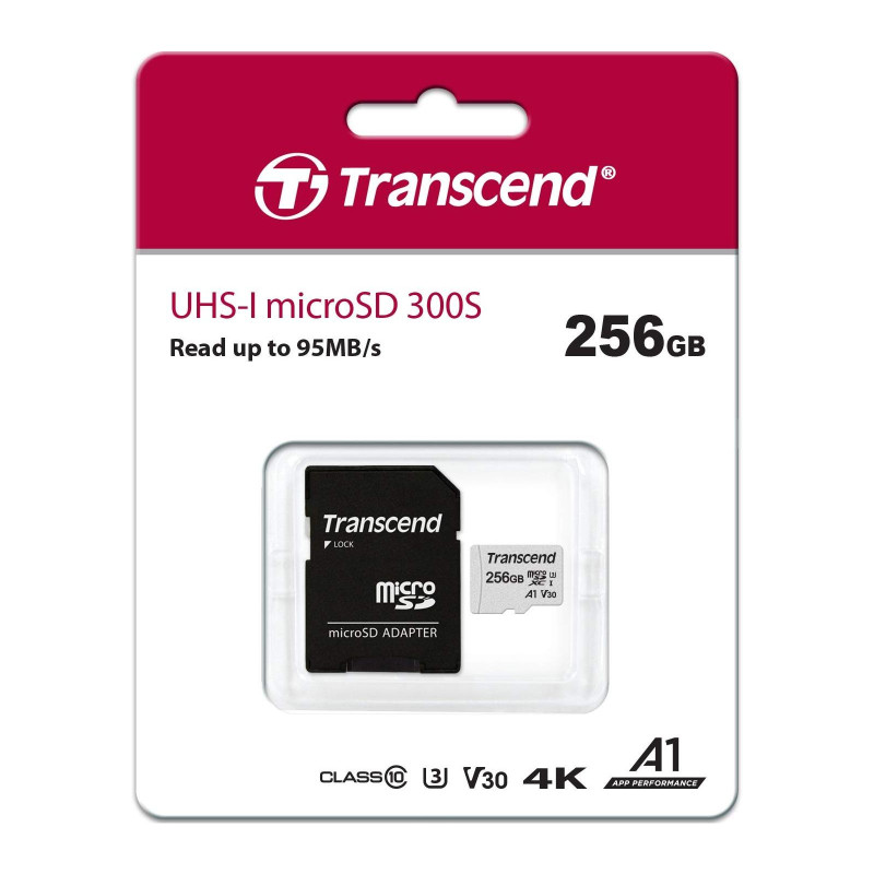 Transcend 256 GB microSDXC UHS-I U3 300S + SD Adapter TS256GUSD300S-A