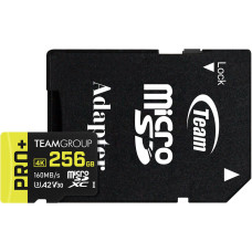 TEAM 256 GB microSDXC Pro+ UHS-I U3 V30 A2 Class 10 + SD-adapter (TPPMSDX256GIA2V3003)