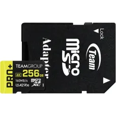 Карта памяти TEAM 256 GB microSDXC Pro+ UHS-I U3 V30 A2 Class 10 + SD-adapter (TPPMSDX256GIA2V3003)