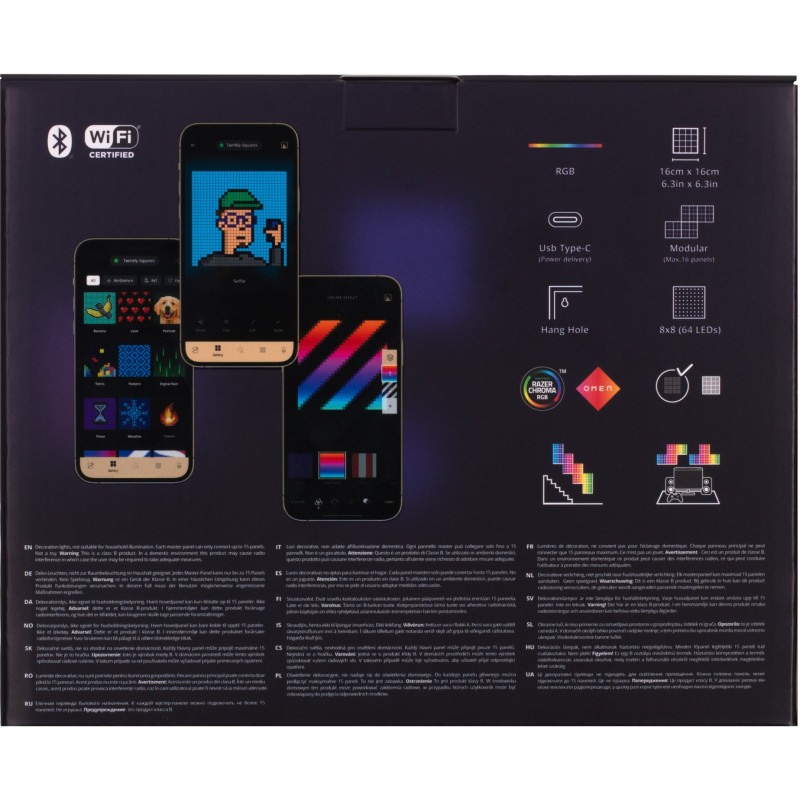 Twinkly Smart LED Squares 1+5 RGB Gen II IP20 16x16см кабель білий (TWQ064STW-07-BEU)