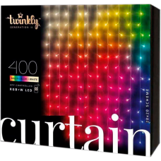 Электрогирлянда Twinkly Smart LED Curtain RGBW 400 Gen II IP44 1.45 х 2.1м кабель прозорий (TWW400SPP-TEU)