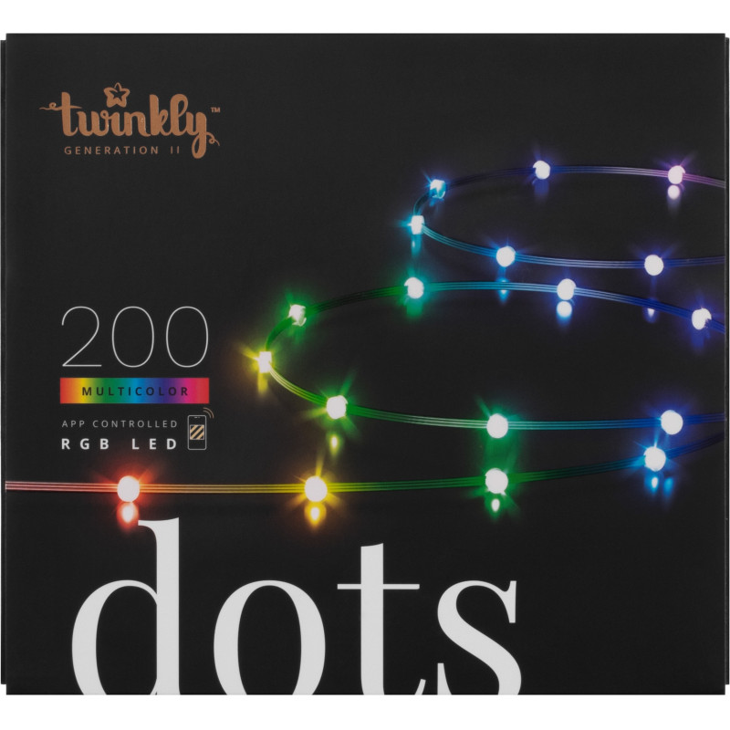 Twinkly Smart LED Dots Lights RGB 200 Gen II IP44 10м кабель прозорий (TWD200STP-BEU)