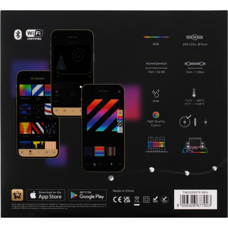 Twinkly Smart LED Dots Lights RGB 200 Gen II IP44 10м кабель прозорий (TWD200STP-BEU)