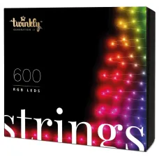 Электрогирлянда Twinkly Smart LED Strings RGB 600 BT+WiFi Gen II IP44 кабель черный (TWS600STP-BEU)