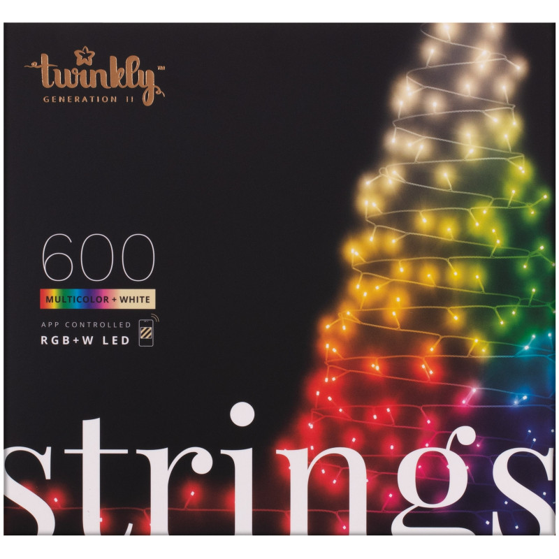 Twinkly Smart LED Strings RGBW 600 Gen II IP44 48 м кабель чорний (TWS600SPP-BEU)