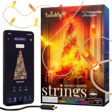 Twinkly Smart LED Strings USB 200 Candle-shaped RGB LEDs, Clear Wire, USB-C (TWKC200RGB-T)