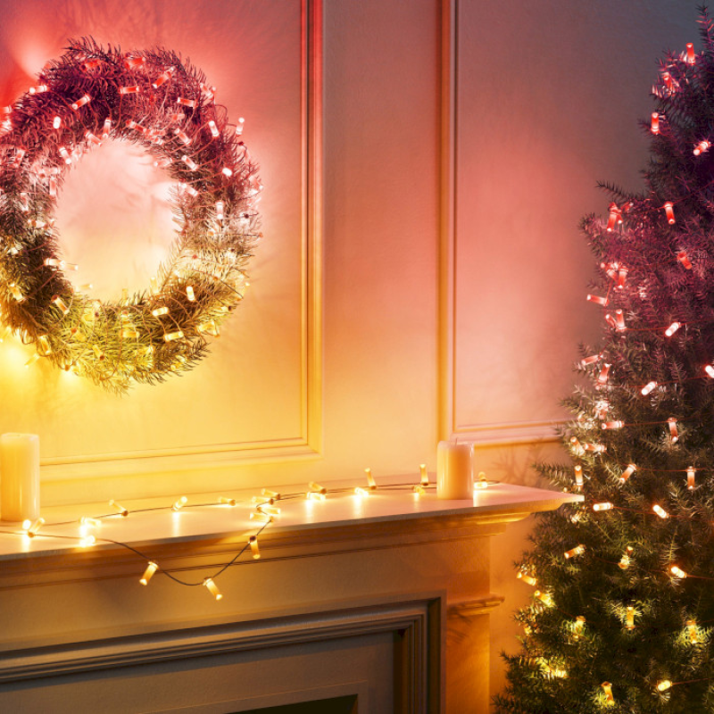 Twinkly Smart LED Strings USB 200 Candle-shaped RGB LEDs, Clear Wire, USB-C (TWKC200RGB-T)