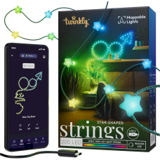 Twinkly Smart LED Strings USB 200 Star-shaped RGB LEDs, Green Wire, USB-C (TWKS200RGB-G)