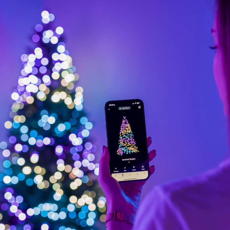 Twinkly Smart LED Strings USB 100 Pearl-shaped RGB LEDs, Green Wire, USB-C (TWKP100RGB-G)