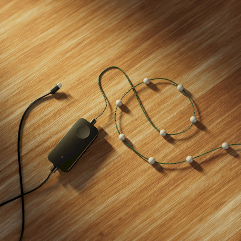Twinkly Smart LED Strings USB 100 Pearl-shaped RGB LEDs, Green Wire, USB-C (TWKP100RGB-G)