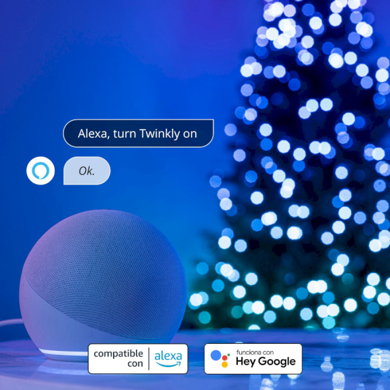 Twinkly Smart LED Strings USB 200 Candle-shaped RGB LEDs, Green Wire, USB-C (TWKC200RGB-G)