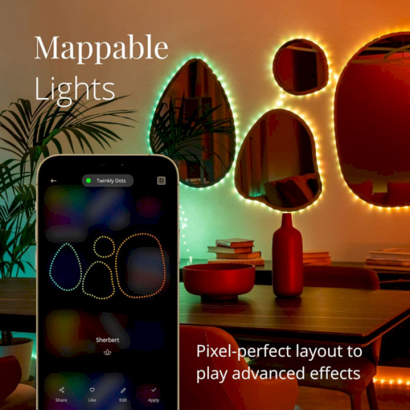Twinkly Smart LED Dots 400 RGB LED Lights String Black Wire Plug Type C (TWD400STP-BEU)