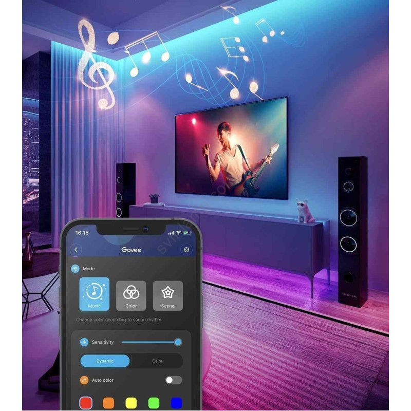 Світлодіодна стрічка Govee H615A RGB Smart Wi-Fi+Bluetooth 5m із мікрофоном (H615A3A3)