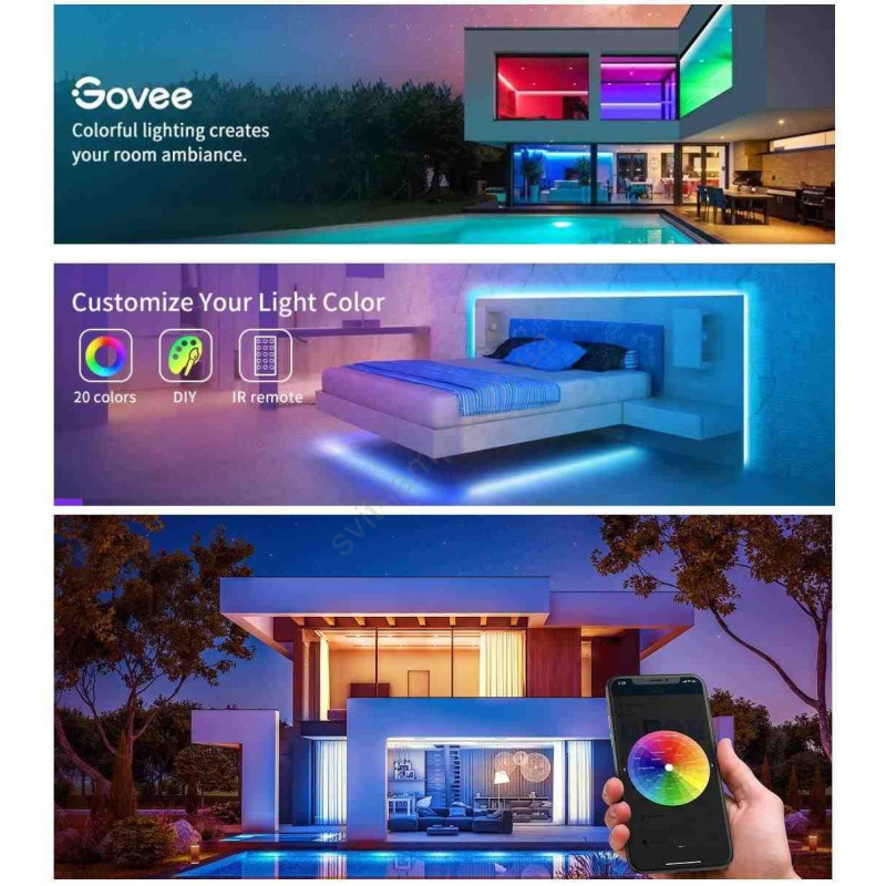 Світлодіодна стрічка Govee H615A RGB Smart Wi-Fi+Bluetooth 5m із мікрофоном (H615A3A3)