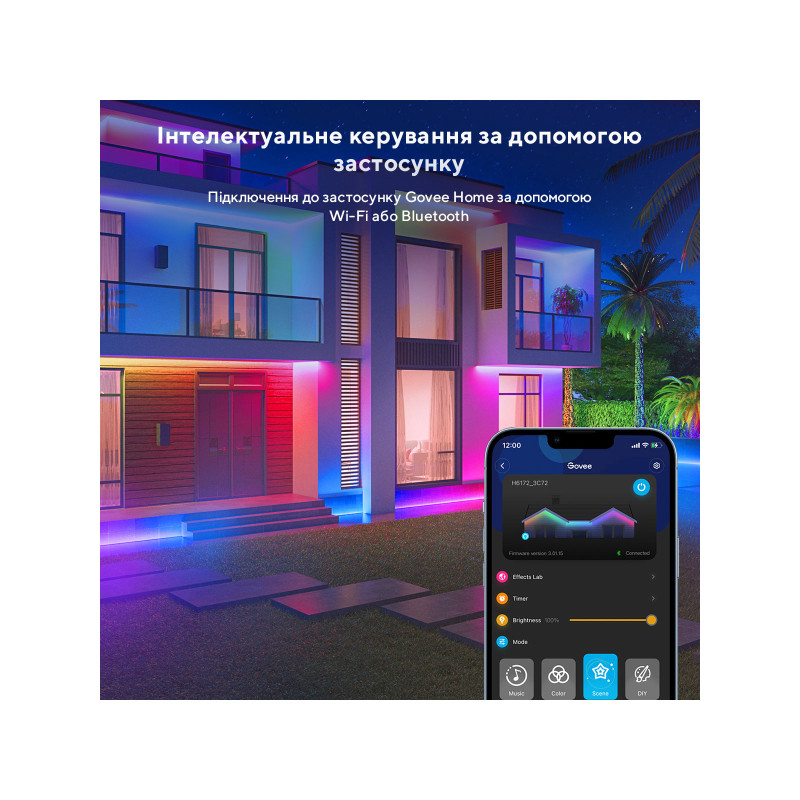 Govee H6172 Phantasy Outdoor LED Strip Light RGBIC 10м (H61723D1)