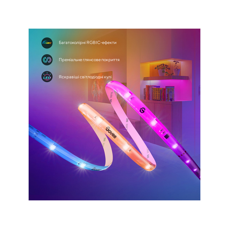 Govee H619C Basic Wi-Fi + Bluetooth LED Strip Light with Protective Coating RGBIC 10м (H619C3D1)