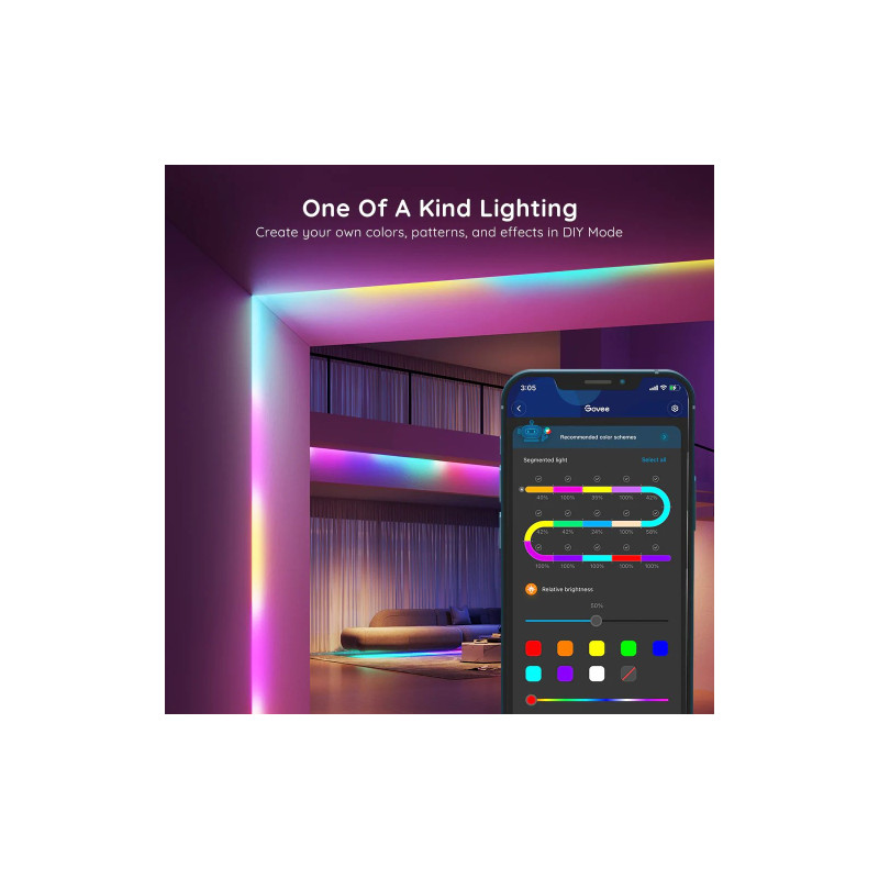 Govee H618A Basic Wi-Fi + Bluetooth LED Strip Lights RGBICW 5м (H618A3D1)