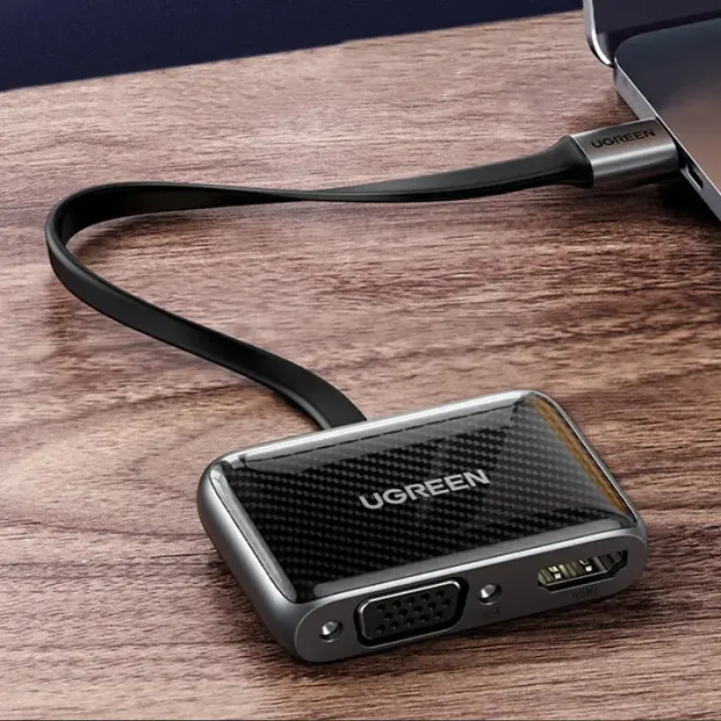 Кабель UGREEN CM303 USB-C to HDMI / VGA Black (70549)