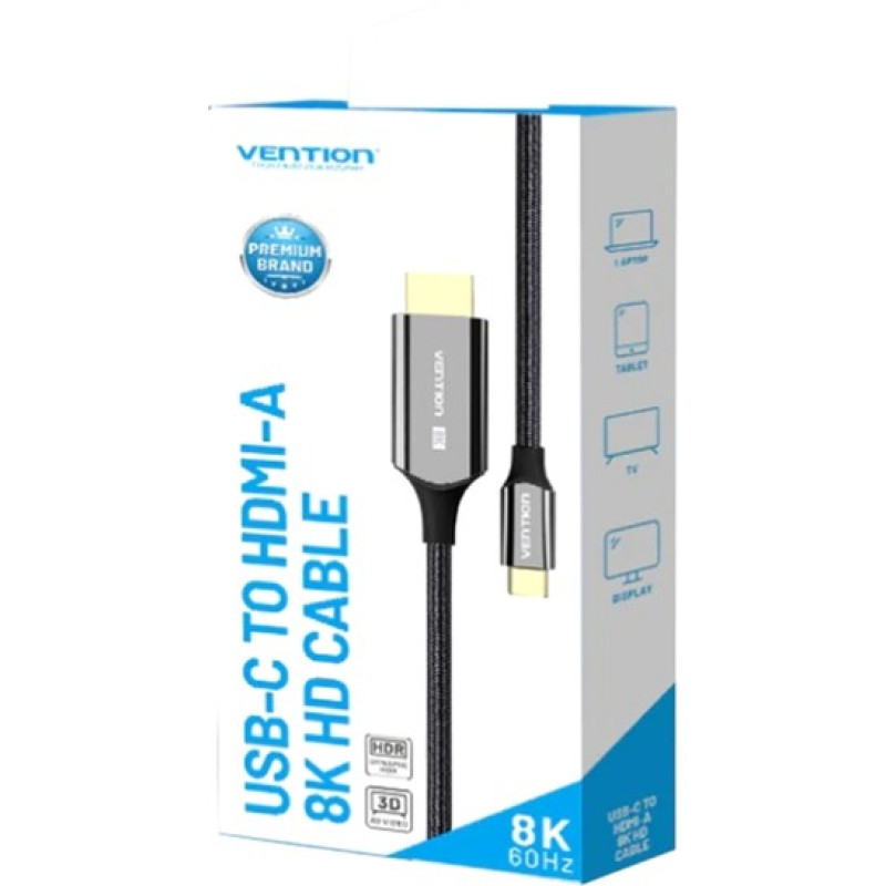 Кабель Vention USB Type-C до HDMI 1.8m Black (CRCBAC)