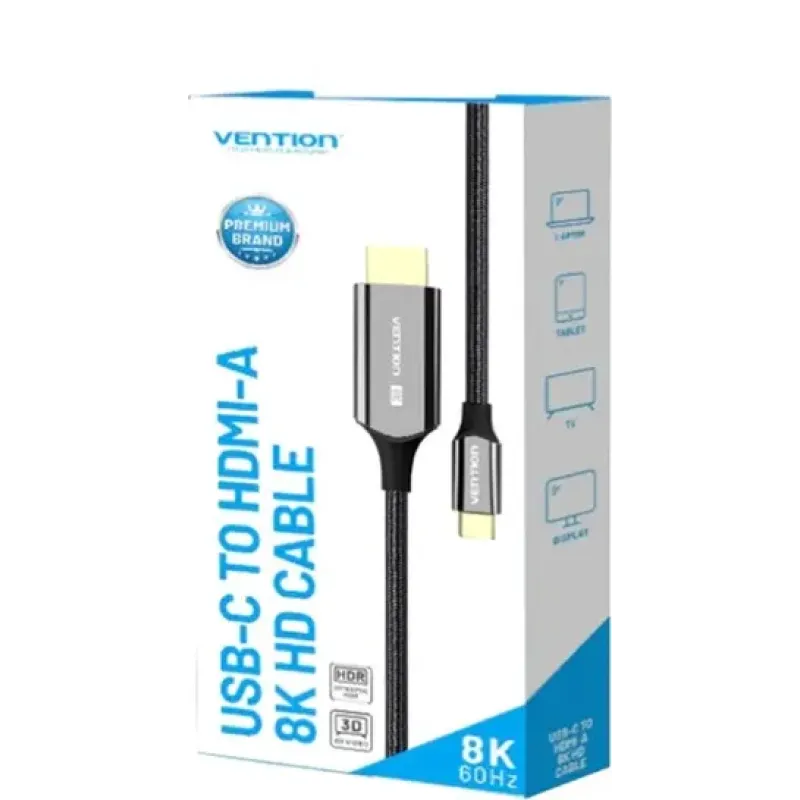 Кабель Vention USB Type-C до HDMI 1.8m Black (CRCBAC)