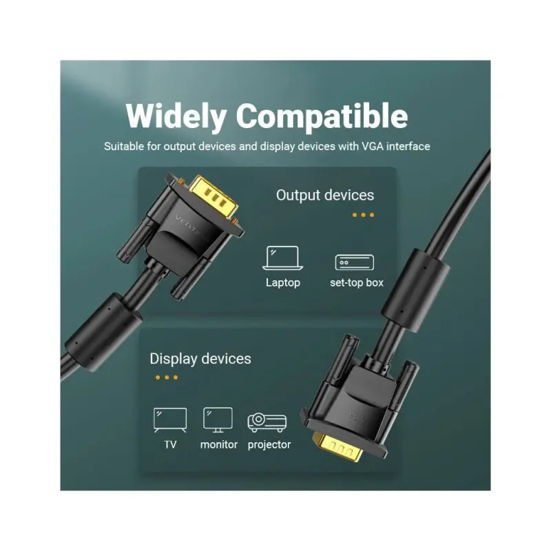 Кабель Vention VGA to VGA 20m Black (DAEBQ)