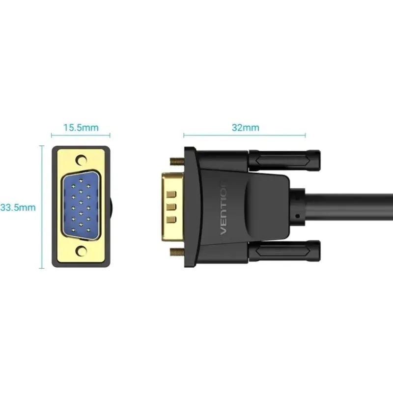Кабель Vention VGA to VGA 25m Black (DAEBS)