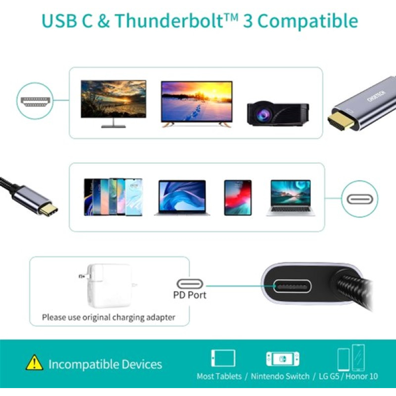 Choetech USB Type-C to HDMI Grey (XCH-M180GY)