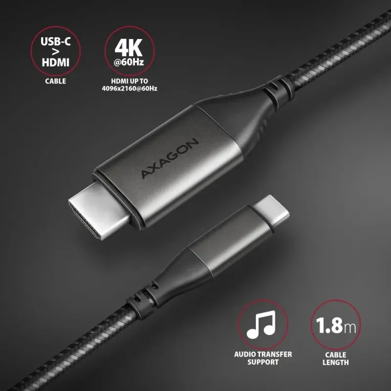 Кабель AXAGON USB Type-C to HDMI 1.8m (RVC-HI2MC)
