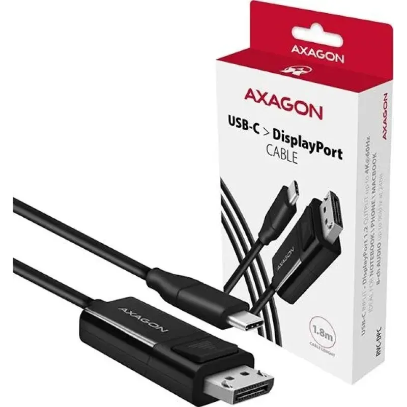 Кабель AXAGON USB Type-C для DisplayPort 1.8m Black (RVC-DPC)