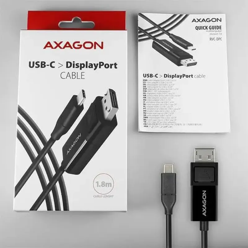 Кабель AXAGON USB Type-C для DisplayPort 1.8m Black (RVC-DPC)