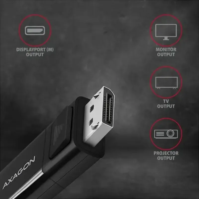 Кабель AXAGON USB Type-C для DisplayPort 1.8m Black (RVC-DPC)