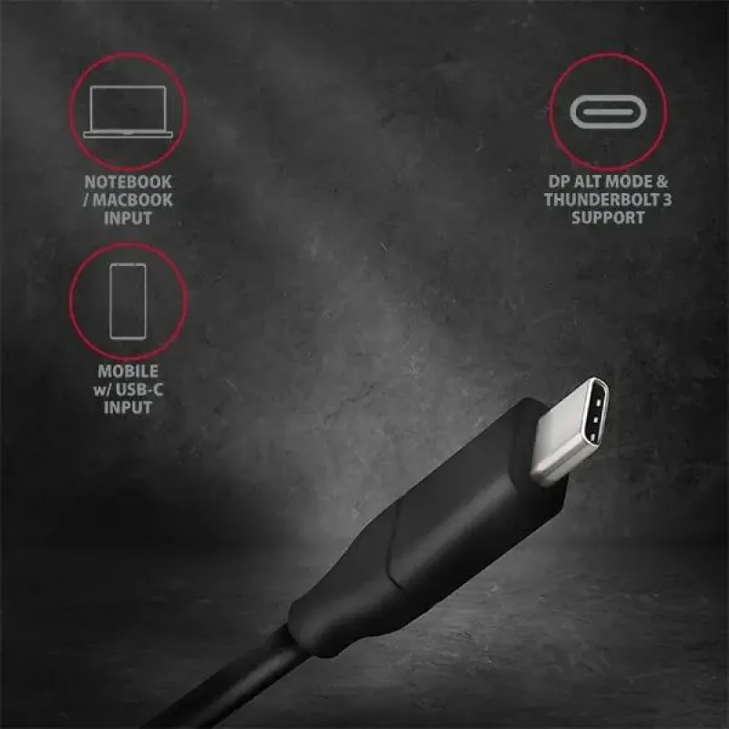 Кабель AXAGON USB Type-C для DisplayPort 1.8m Black (RVC-DPC)