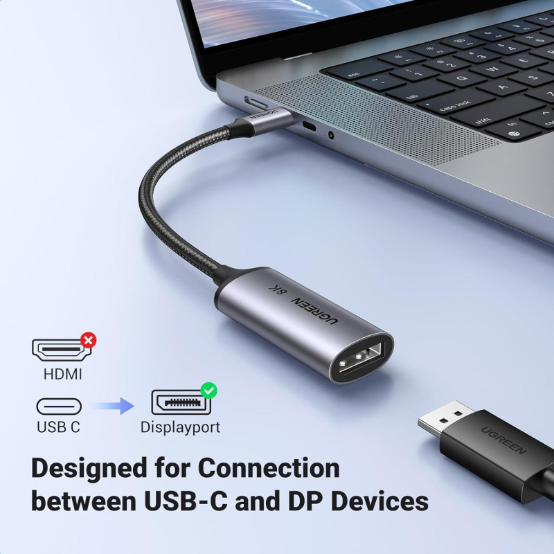 Кабель UGREEN CM654 USB Type-C для DisplayPort Gray (15575)