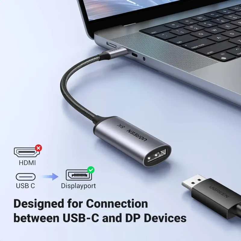Кабель UGREEN CM654 USB Type-C to DisplayPort Gray (15575)