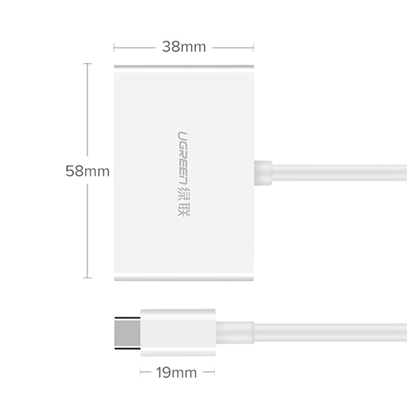 Кабель UGREEN USB-C to HDMI/VGA White (30843)