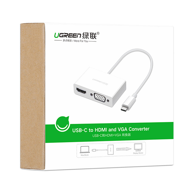 Кабель UGREEN USB-C to HDMI/VGA White (30843)
