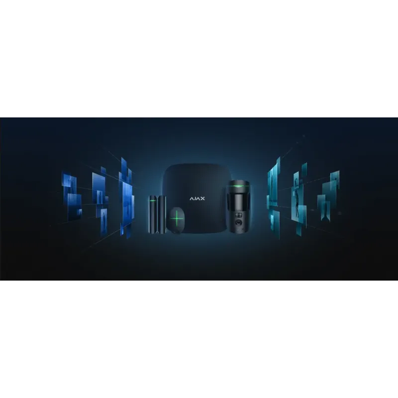 Комплект охоронної сигналізації Ajax HDR StarterKit Cam, hub 2, motioncam HDR, doorprotect, spacecontrol, jeweller, бездротовий, чорний (000052842)