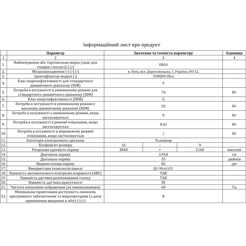 Телевизор Ergo 55MQ90 Ultra