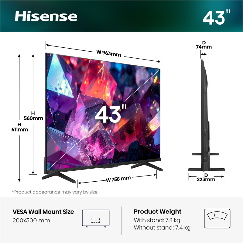 Телевізор Hisense 43E7S PRO