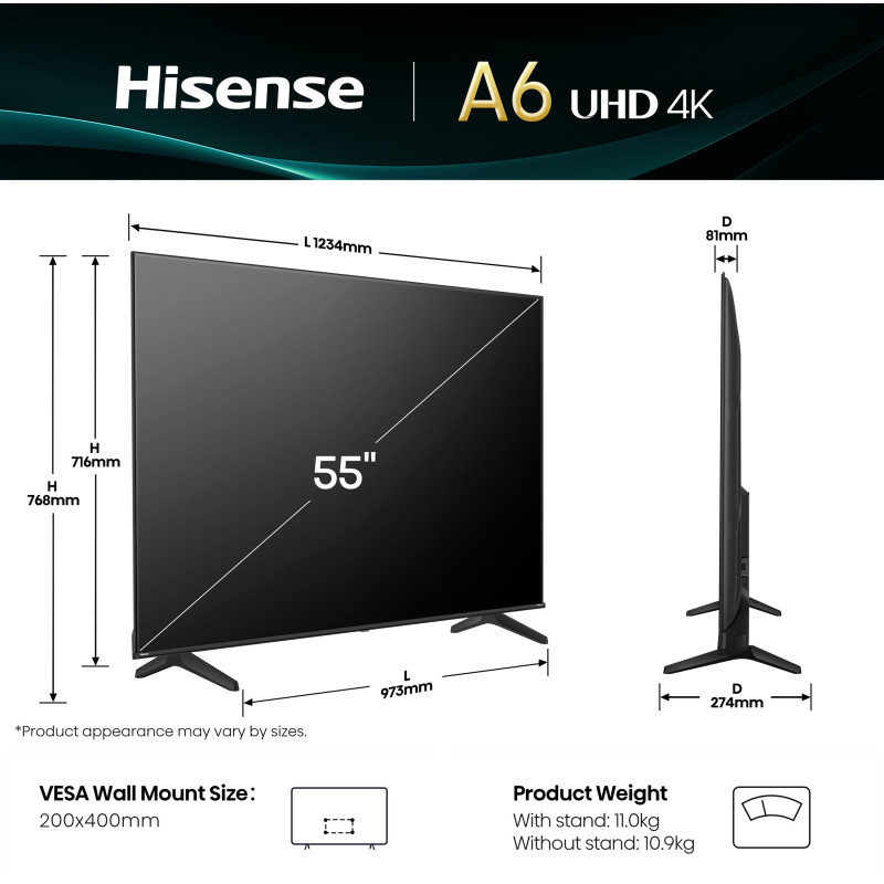 Телевізор HISENSE 55A6Q