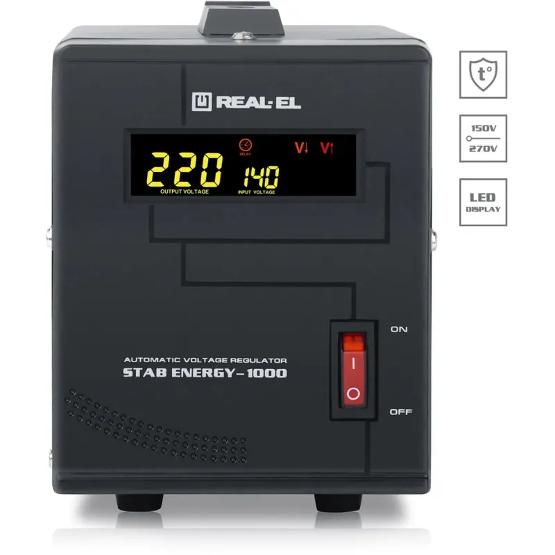 Стабилизатор напряжения REAL-EL Stab Energy-1000 Black (EL122400012)
