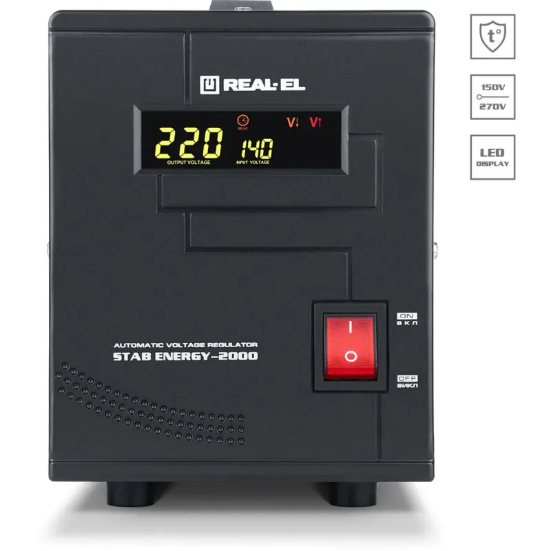 Стабілізатор напруги REAL-EL Stab Energy-2000 Black (EL122400013)