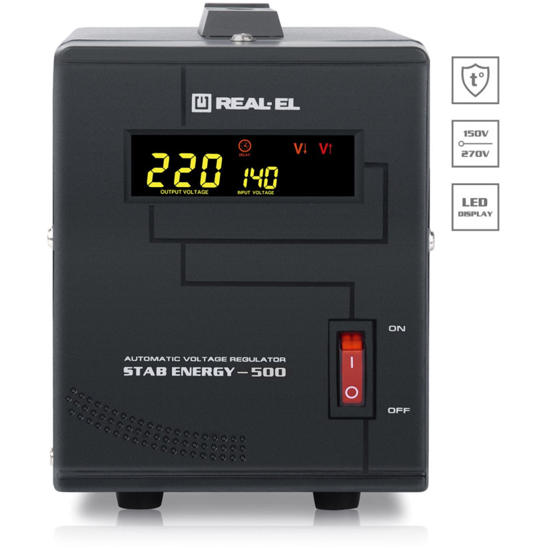 Стабілізатор напруги REAL-EL STAB Energy-500 (4743304104833)