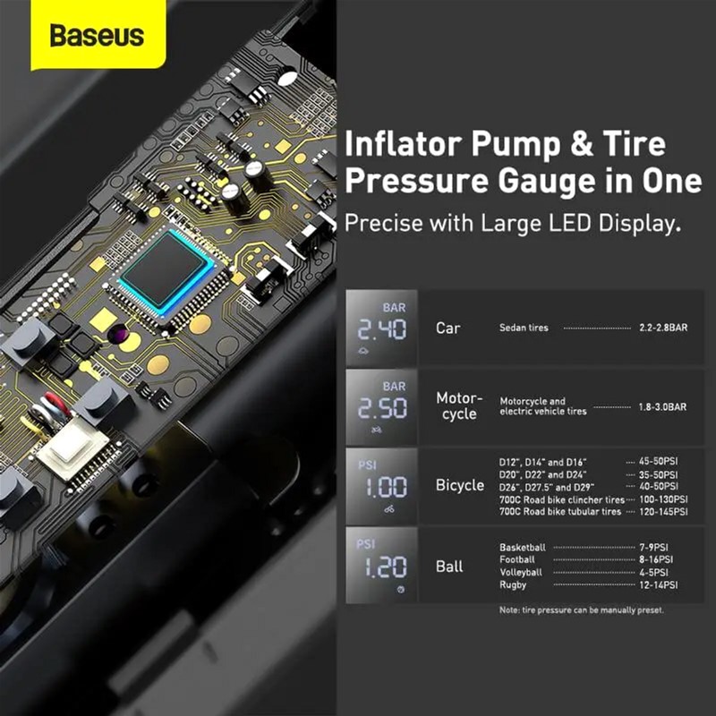 Автокомпрессор Baseus Super Mini Inflator Pump CRCQ000001