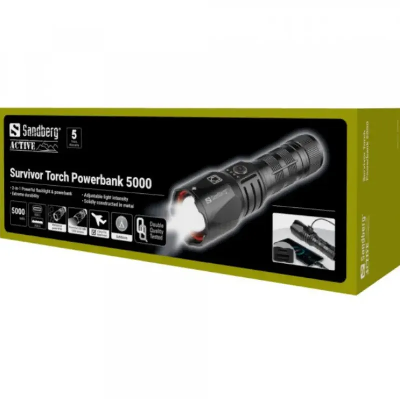 Фонарь Sandberg Survivor Torch Powerbank 5000 (420-89)